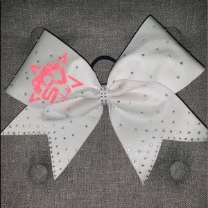 White Cheer bow with Rhinestones